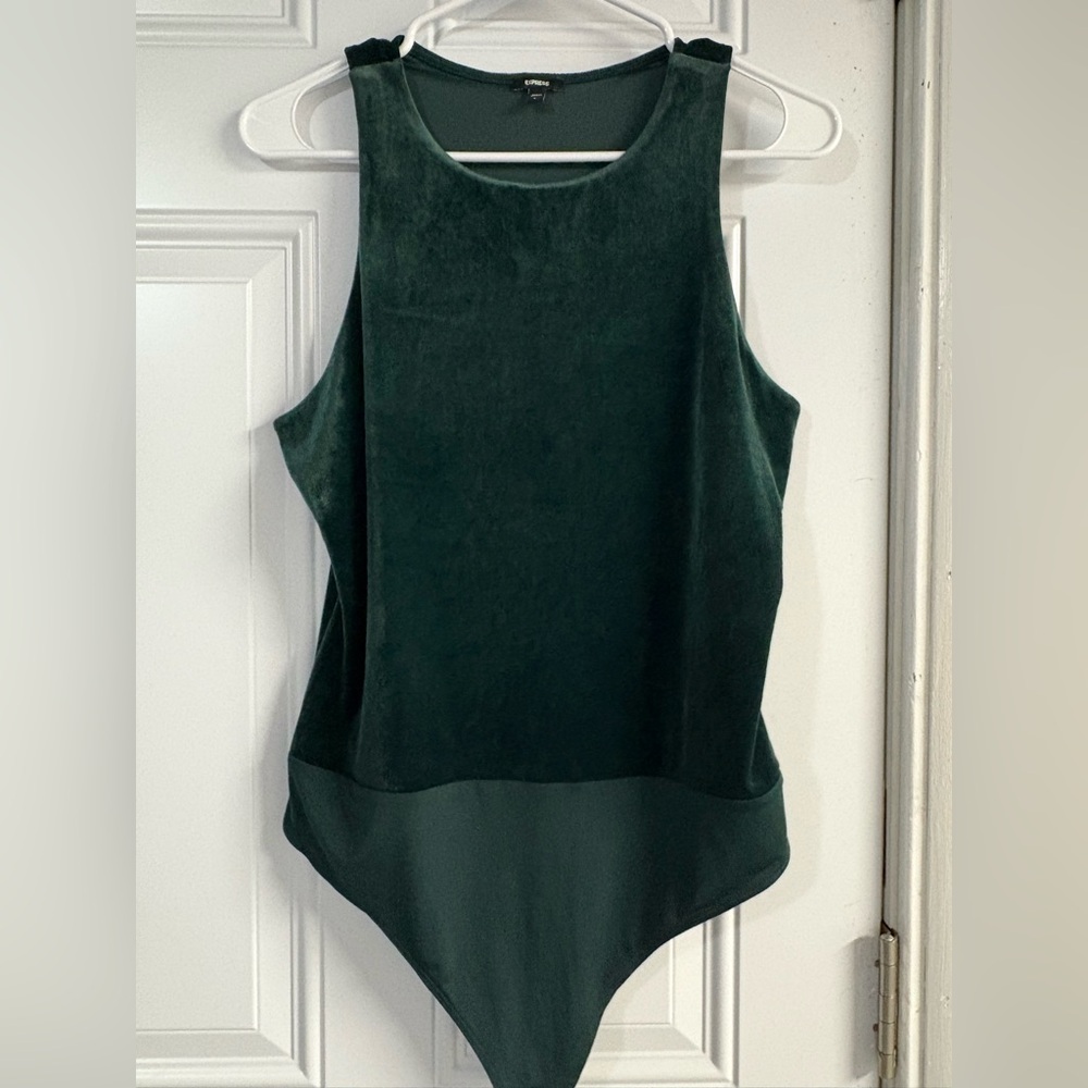 Express Dark Green Sleeveless Bodysuit